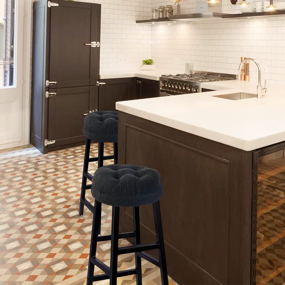 Buyue round bar stool cushion side view highlights 2.4 inch thickness for support.