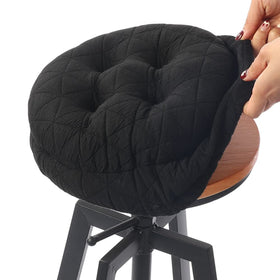 Buyue round bar stool cushion top view shows luxury jacquard fabric for comfort.