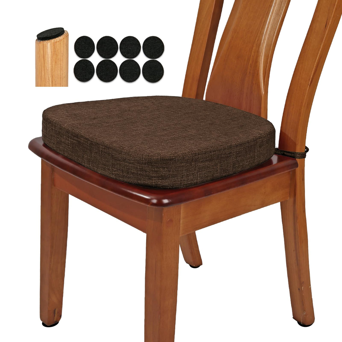 BUYUE thickened two-and-a-half-inch U-shaped chair cushion on a dining chair for comfort.