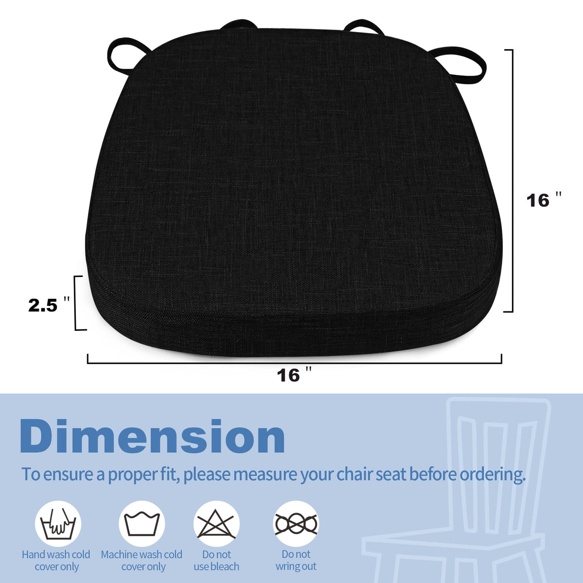 BUYUE U-shape chair cushion, side view, ergonomic dining support