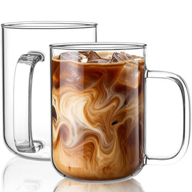 BWODYAY 20 oz glass coffee mug with handle for easy sipping and generous servings