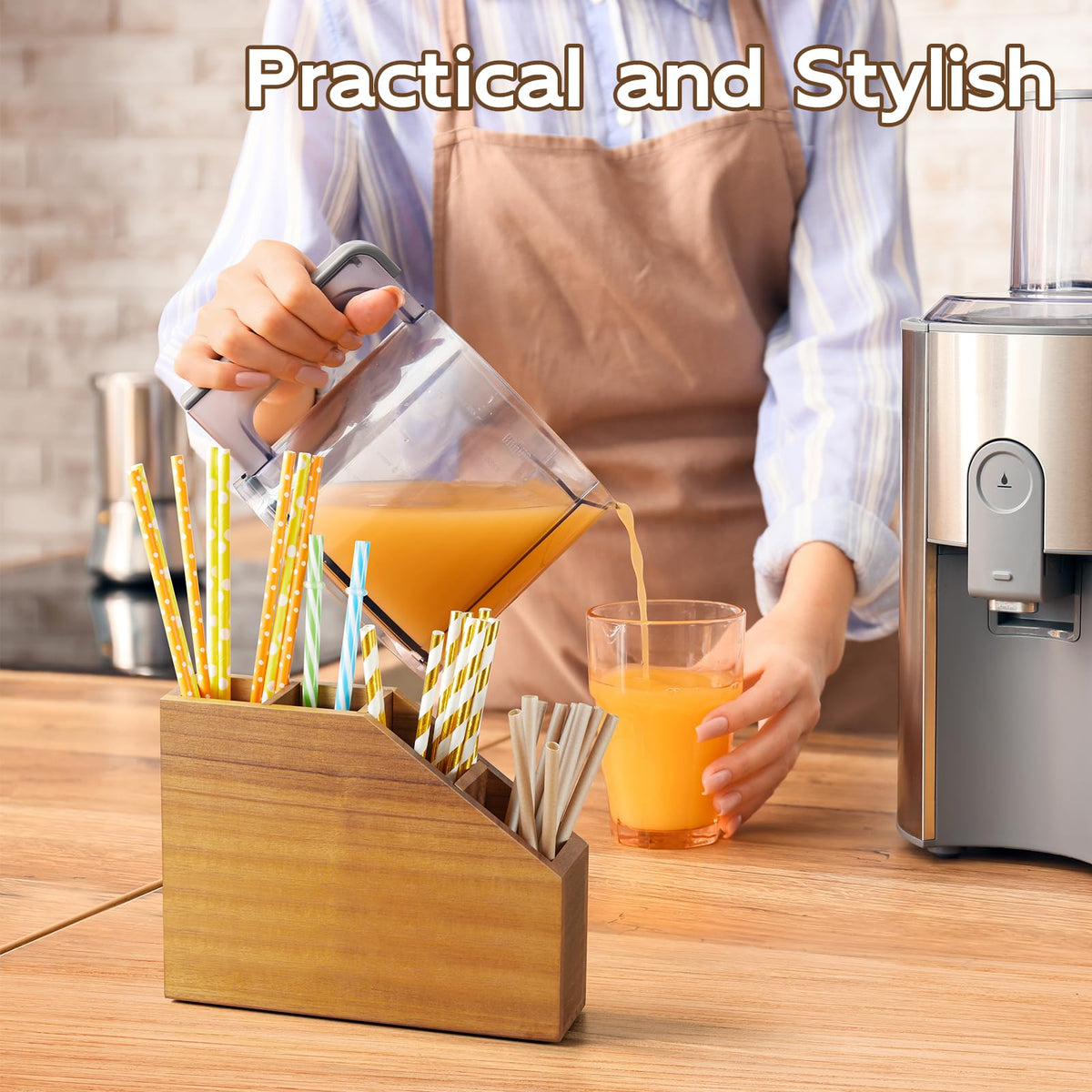 BWODYAY 4-compartment straw organizer sorts long and short straws for easy access