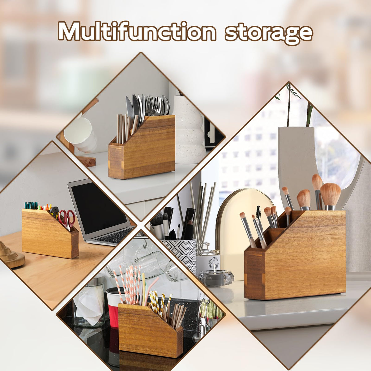 BWODYAY acacia wood grain detail adds rustic charm to kitchen storage