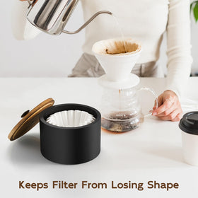 BWODYAY coffee filter holder side view emphasizes compact footprint for counter space.