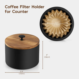 BWODYAY coffee filter holder top view showcases easy-lift knob for quick access.