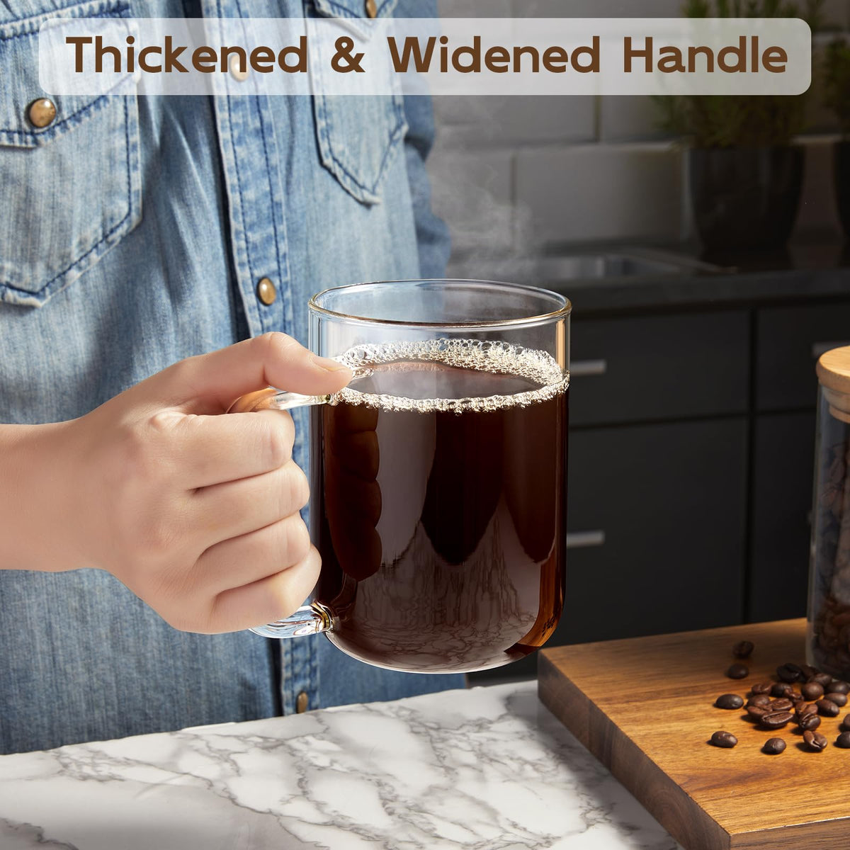 BWODYAY glass coffee mug latte-art friendly for café-style pours.