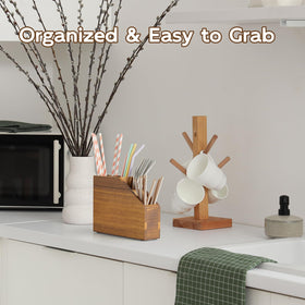 BWODYAY kitchen storage station keeps utensils and slim essentials organized
