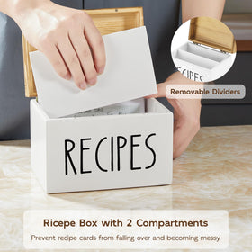 BWODYAY wooden recipe box side view highlighting compact storage