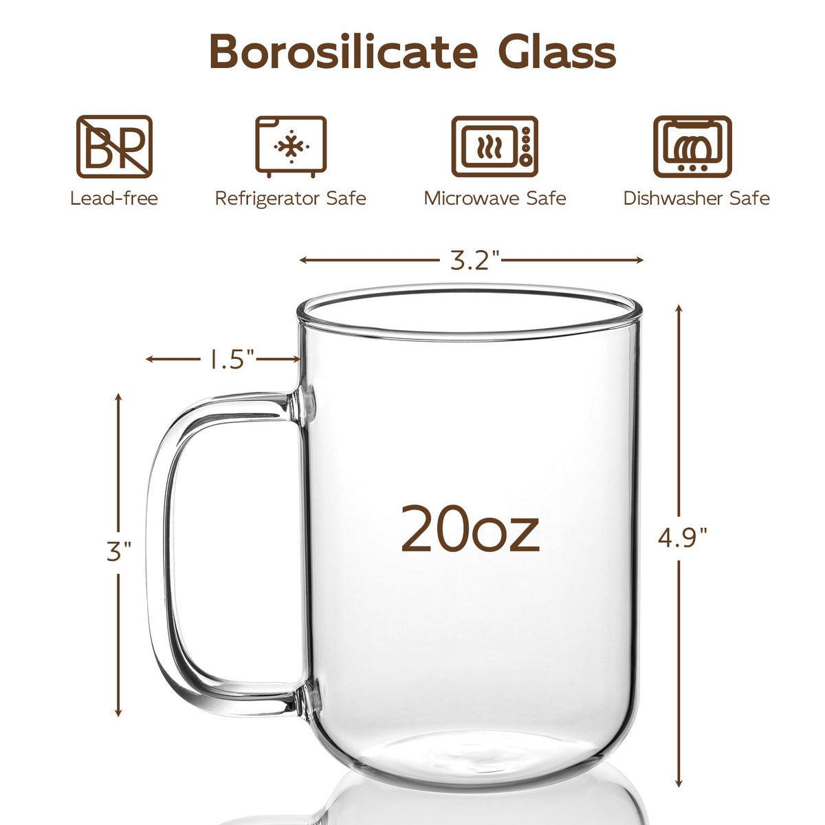 BWODYAY set of 2 glass mugs on table ready for sharing beverages