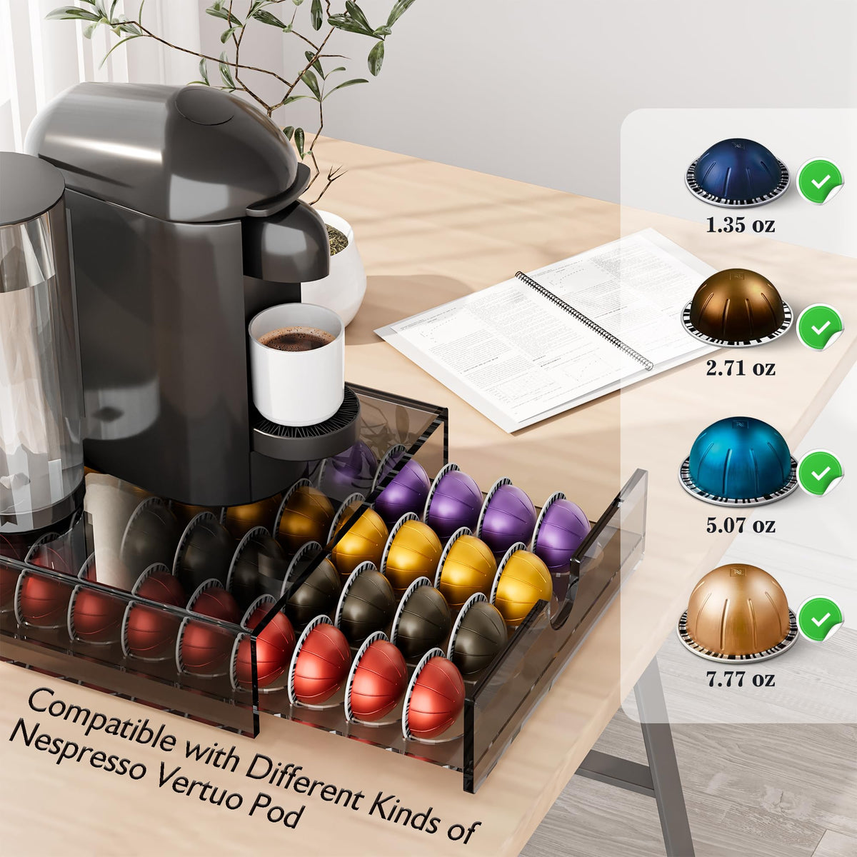 BXINREDA acrylic pod drawer side-angle view highlighting space-saving design