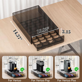 BXINREDA 1-tier Vertuo pod drawer keeps 40 pods tidy on the countertop