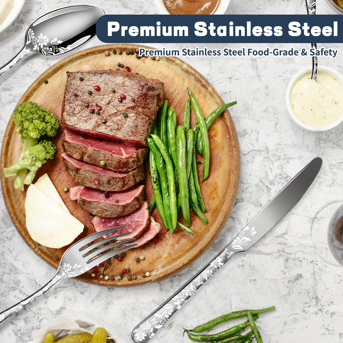 BXNSEN dishwasher-safe flatware simplifies after-meal cleanup.