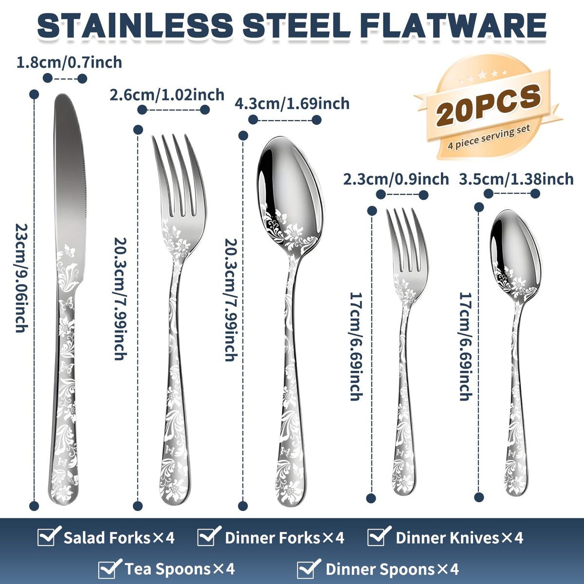 BXNSEN knife-fork-spoon collection highlighting durable stainless steel and rust resistance.