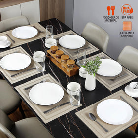 Bxzandya placemats measure 18 by 12 inches for standard table settings.