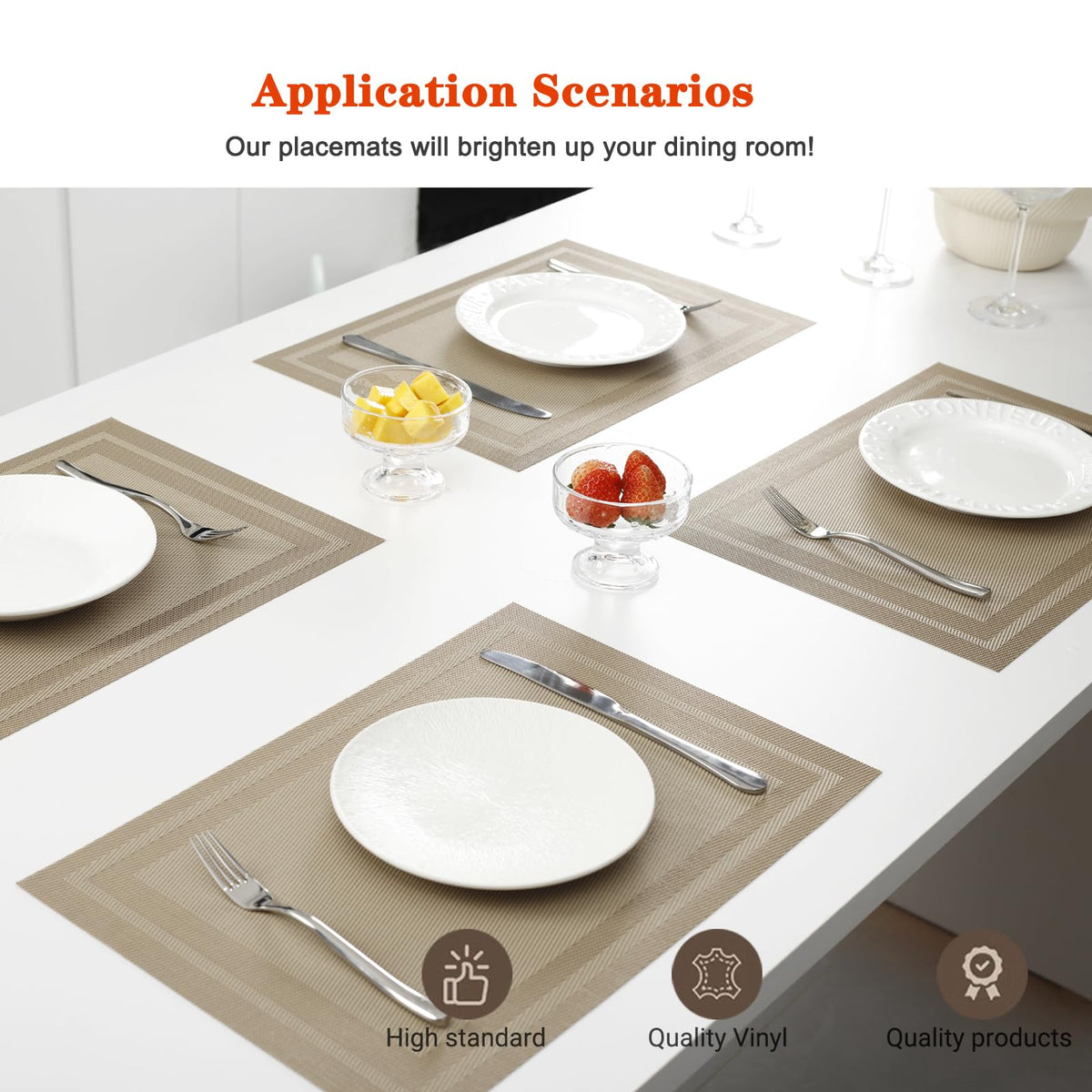 Bxzandya placemats heat resistant up to 176F protect surfaces during hot dishes.