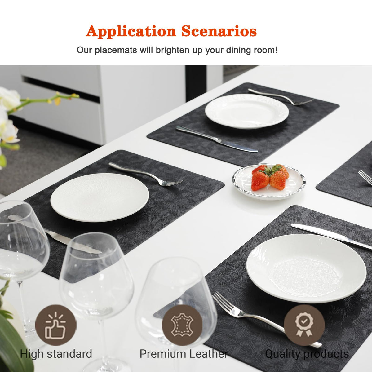 BxzanDya placemats heat-resistant surface guards tabletops during meals.