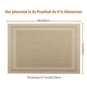 Bxzandya placemats for indoor outdoor use on various dining setups.