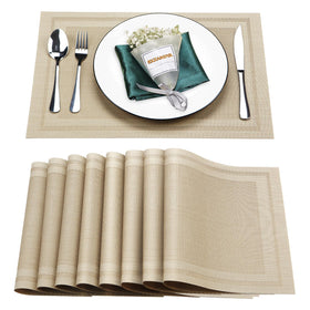 Bxzandya placemats set of 8 beige woven texture protect the table during meals.