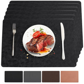 BxzanDya placemats set6 black protect tables and add stylish dining appeal.