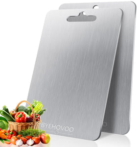 BYEHOVOO titanium cutting board top view 12x9 inch non-porous surface for odor-free prep