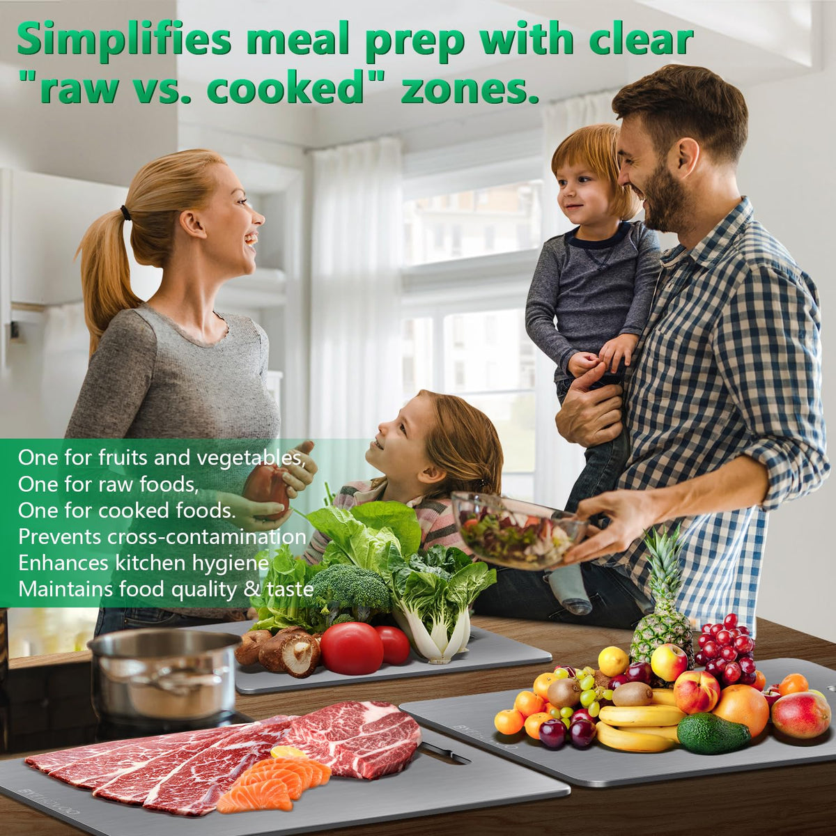 BYEHOVOO titanium cutting board easy cleaning, rinse to remove crumbs