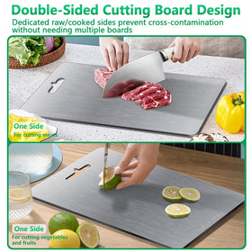 BYEHOVOO titanium cutting board lightweight profile, emphasizes 50 percent lighter than steel