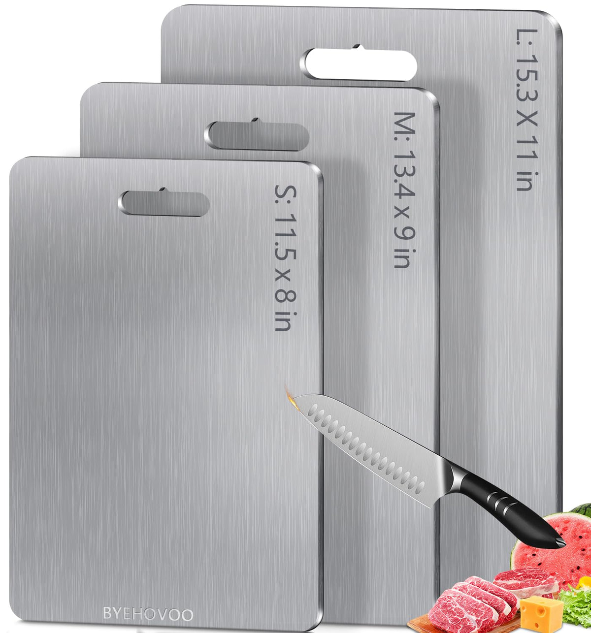 BYEHOVOO titanium cutting board small front view, lightweight and durable for quick prep