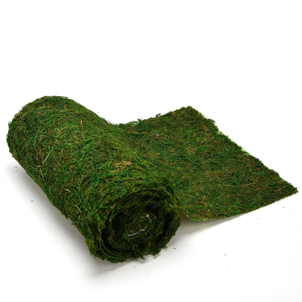 BYHER dried moss table runner close-up texture highlights lush preserved greens