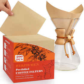BYKITCHEN 200pcs unbleached pour-over filters in a box for daily brewing