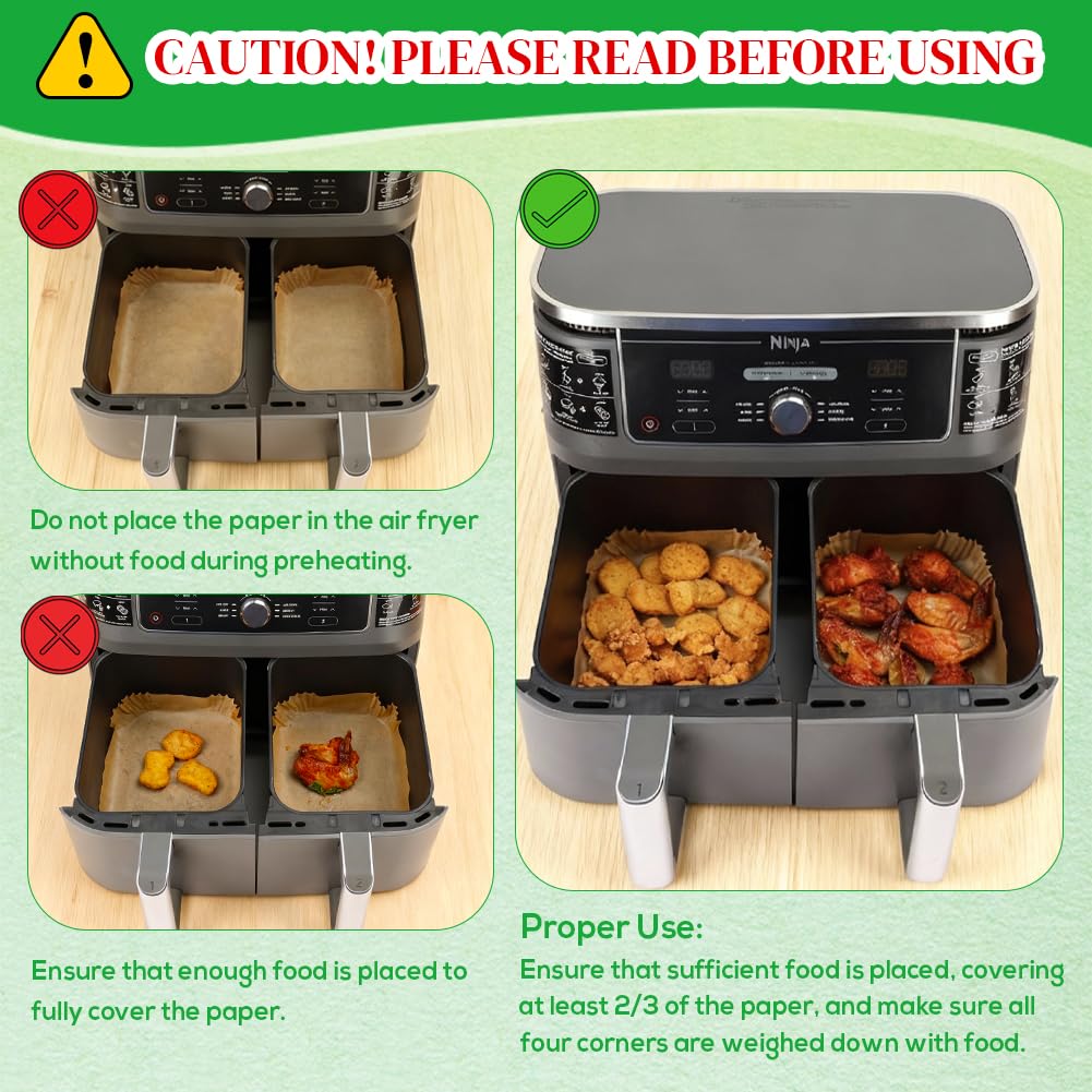 BYKITCHEN 300pcs liners for Chefman dual air fryers, effortless cleanup after frying