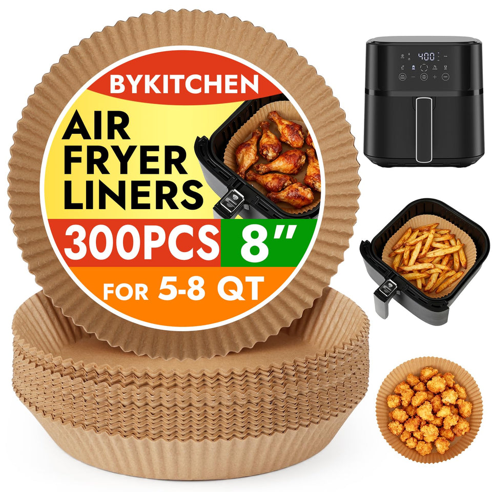 BYKITCHEN 300pcs airfryer liners pack for easy, mess-free cooking