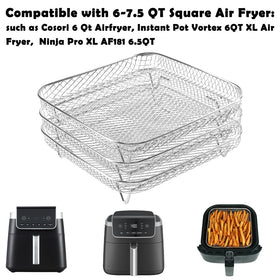 BYKITCHEN three-piece stackable racks inside air fryer for multi-item cooking