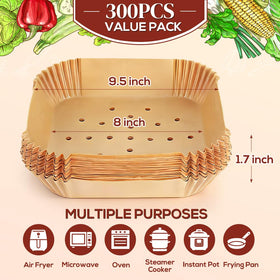BYKITCHEN 8in square airfryer liners help keep baskets clean and contained