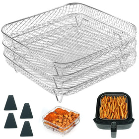 BYKITCHEN 8-inch square air fryer rack front view shows expanded cooking space