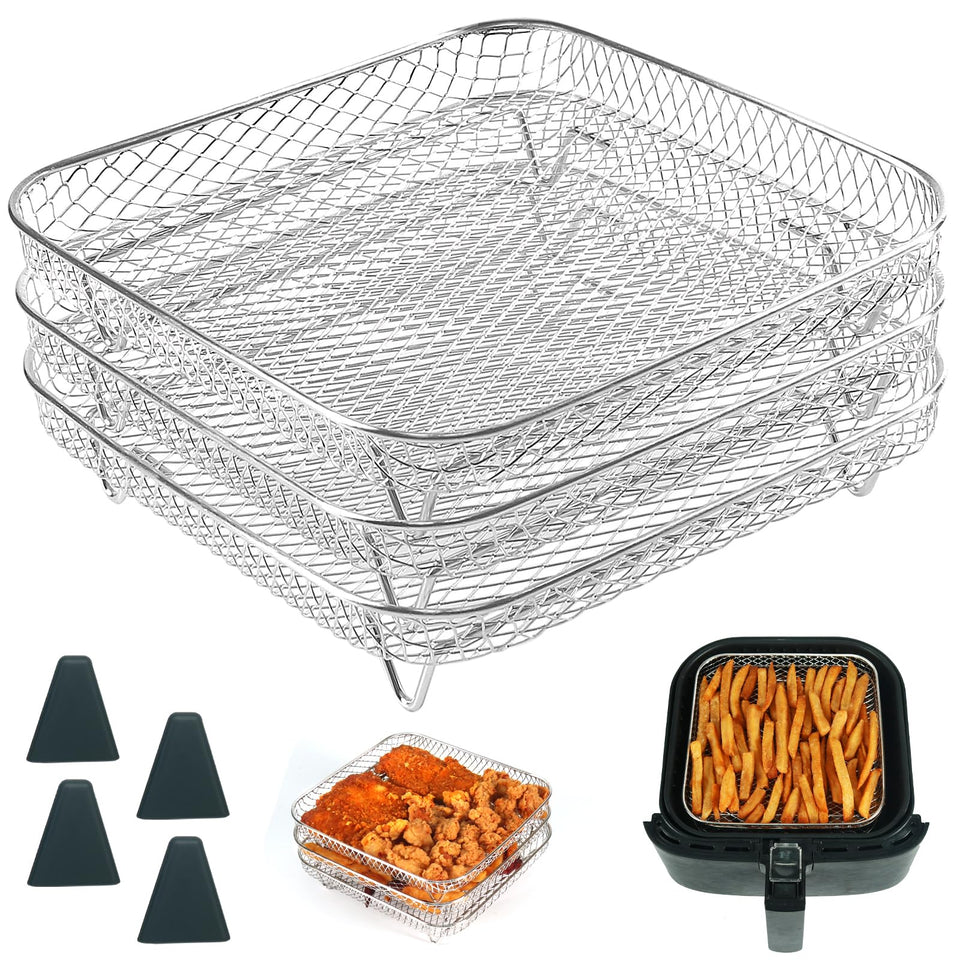 BYKITCHEN 8-inch square air fryer rack front view shows expanded cooking space