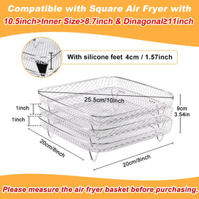 BYKITCHEN 8-inch square air fryer rack side view highlights stackable design