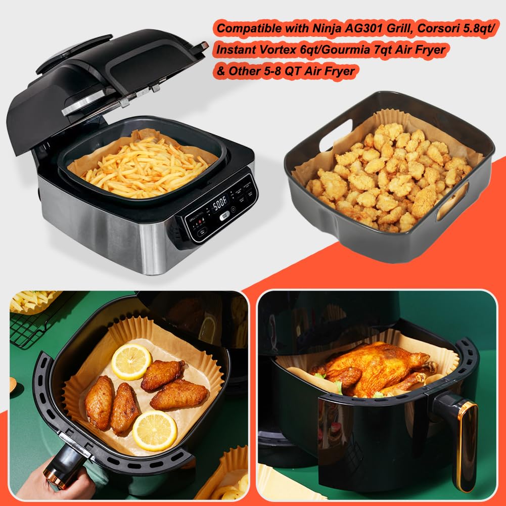 BYKITCHEN air fryer paper compatible with 5-8 qt models for versatile cooking