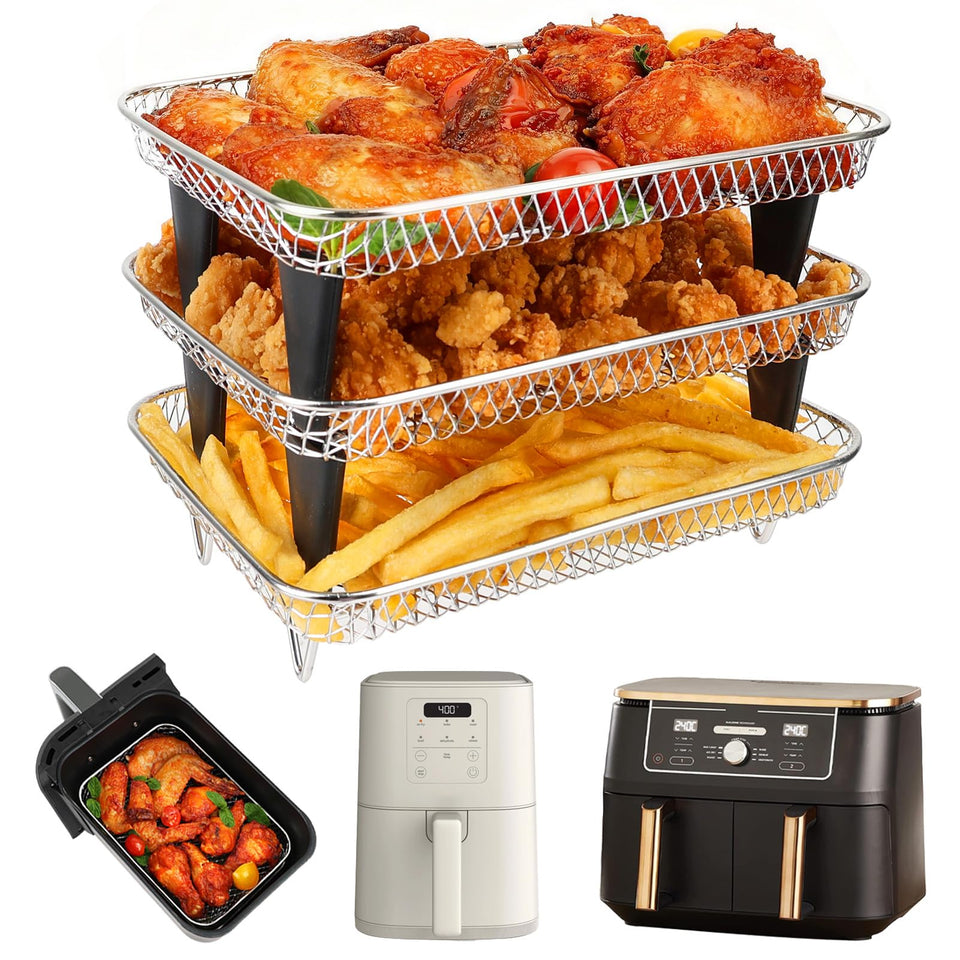 BYKITCHEN air fryer rack for Ninja DZ201 stackable grid improves batch cooking