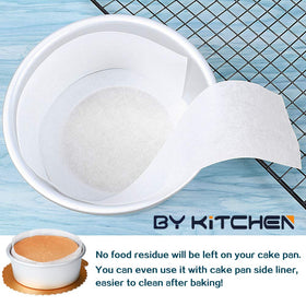 BYKITCHEN cheesecake pan lining with parchment circles for clean edges.