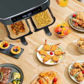 Compatibility guide showing Ninja and other dual-zone fryers