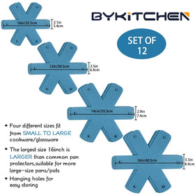 BYKITCHEN cyan pan protector pad isolates edges to prevent scratches
