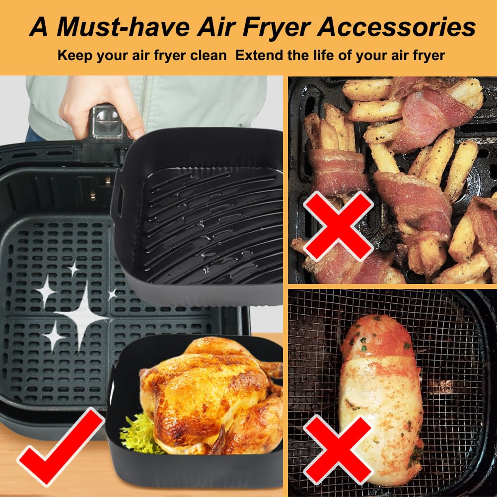 BYKITCHEN food-grade silicone liner fits 6-8qt fryers for versatile use