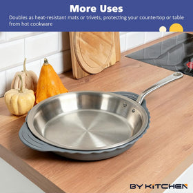 BYKITCHEN heat mat/trivet provides a safe surface for hot cookware.