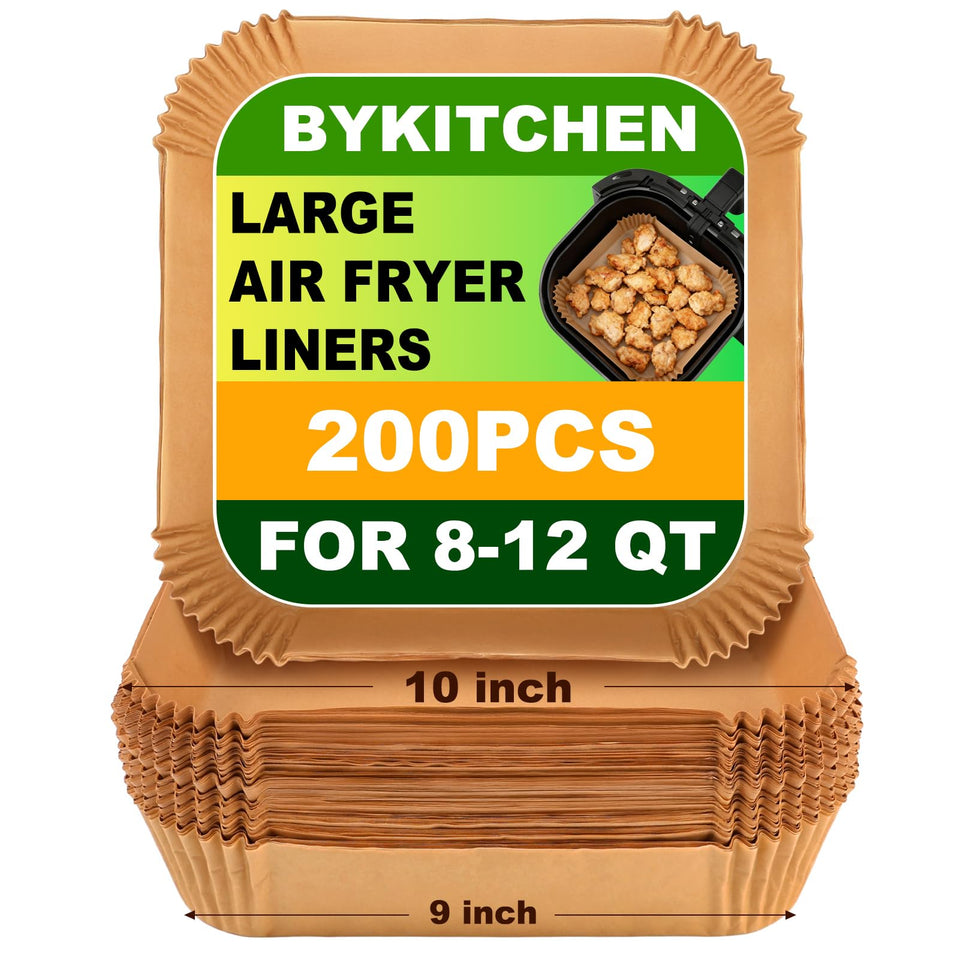 BYKITCHEN large airfryer liners 10-inch pack protects basket from grease and spills