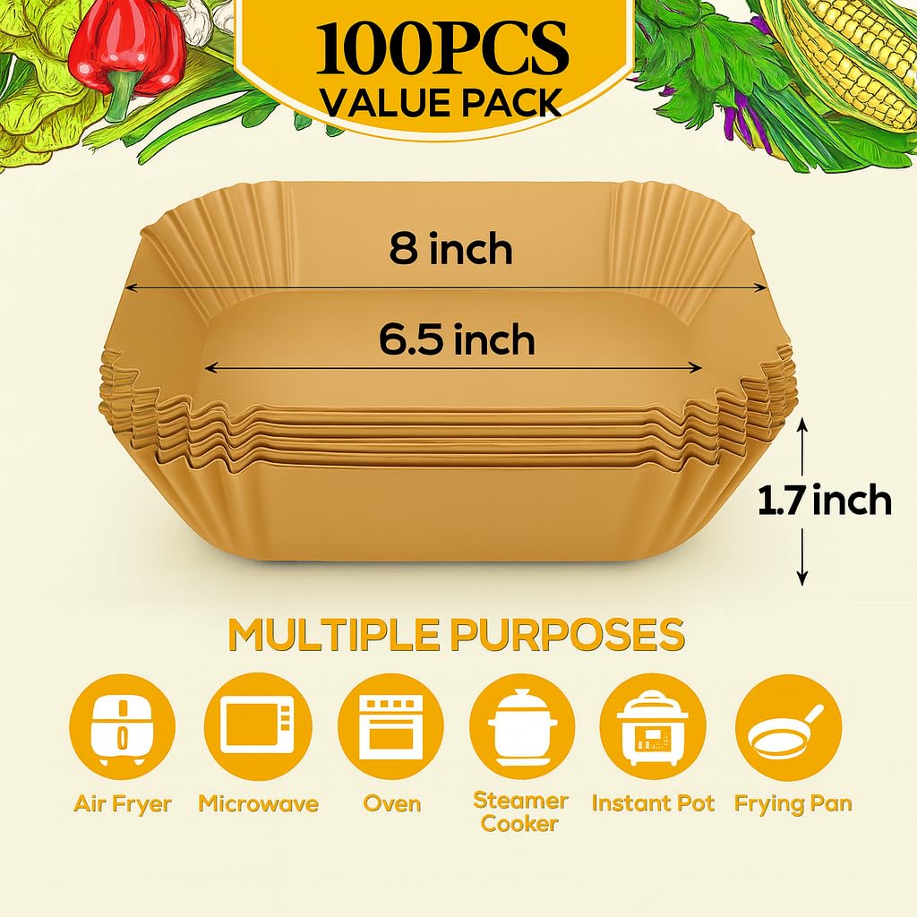 BYKITCHEN liner pack compatible with CHEFMAN 2QT mini air fryer for easy use