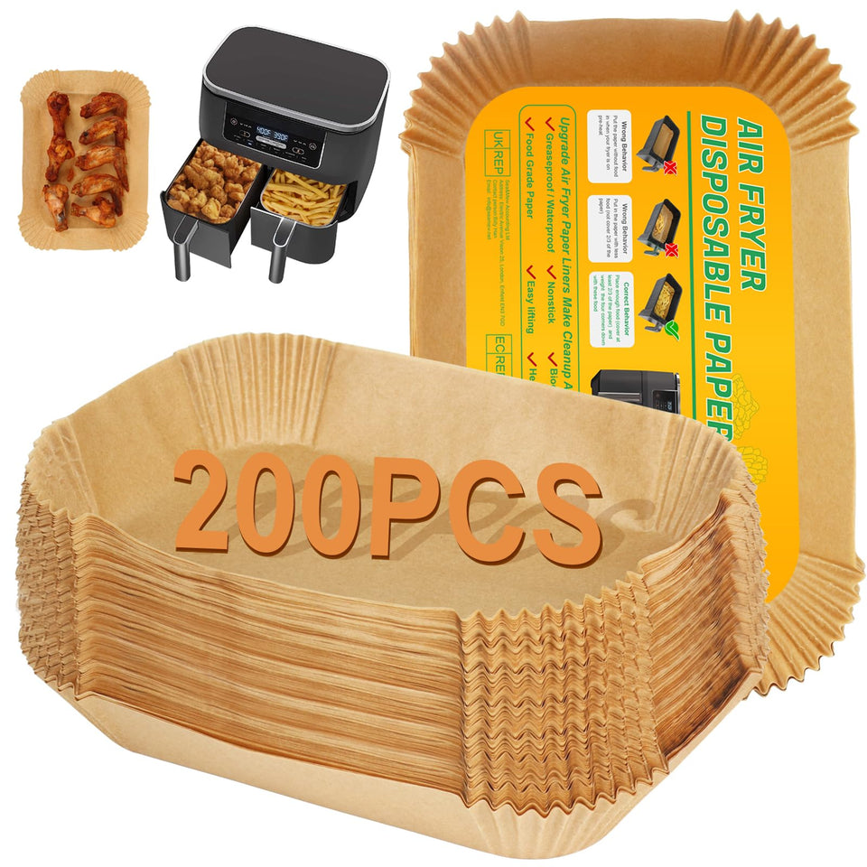 BYKITCHEN Ninja dual air fryer liners rectangle pack keeps the basket clean