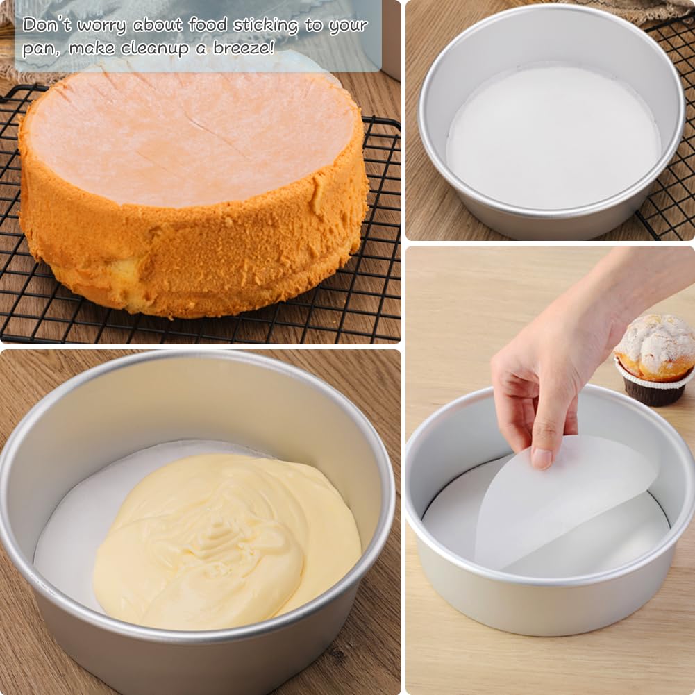 BYKITCHEN oven-safe parchment rounds ready for baking, up to 446°F.