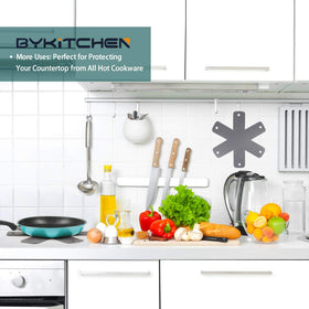 Countertop protection: place hot pots with BYKITCHEN protectors to guard surfaces.