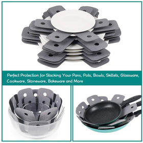 Protect glassware and ceramic pieces with BYKITCHEN pan protectors during stacking.