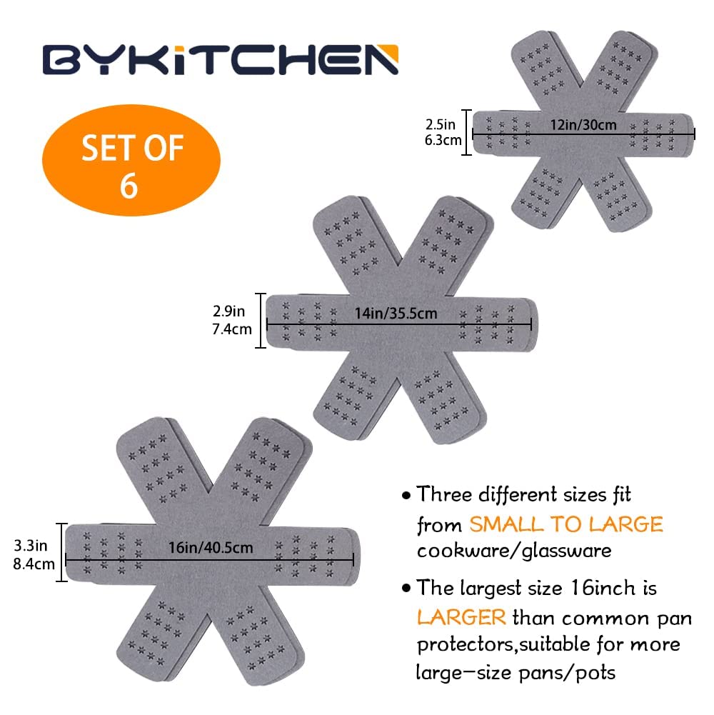 BYKITCHEN pan protectors star pattern guard 14-inch pots during stacking